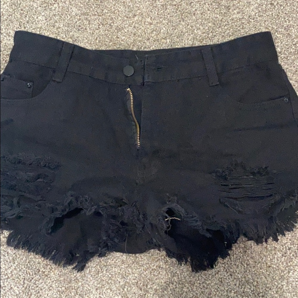 black jean shorts